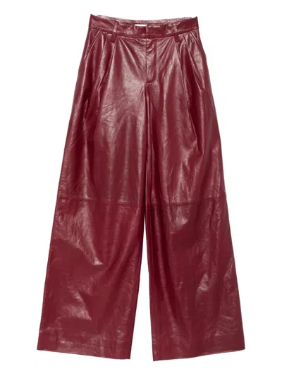 Simkhai Kobie Wide-leg Leather Pants In Burgundy