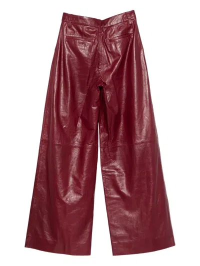 Simkhai Kobie Wide-leg Leather Pants In Burgundy