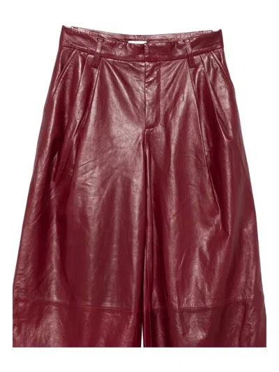 Simkhai Kobie Wide-leg Leather Pants In Burgundy