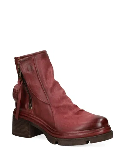 As98 Zip Leather Boot In Red