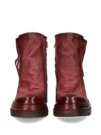 As98 Zip Leather Boot In Red
