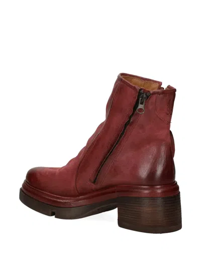 As98 Zip Leather Boot In Red