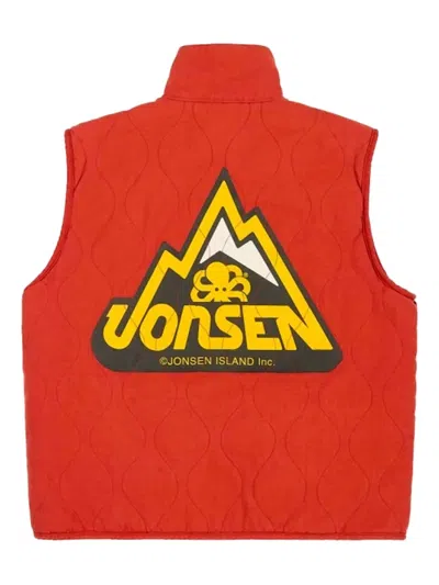 Jonsen Island Quilted Reversible Gilet In Red
