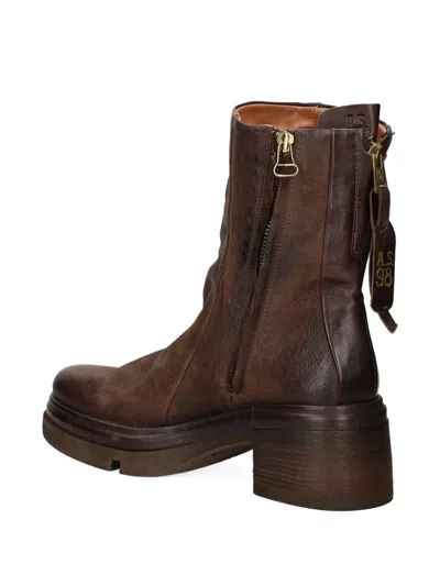 As98 Studded Heeled Boot In Brown