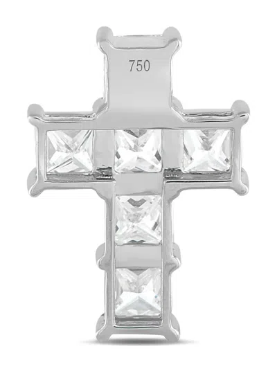 Pre-owned Lb Exclusive 18k White Gold Diamond Cross Pendant In Silver