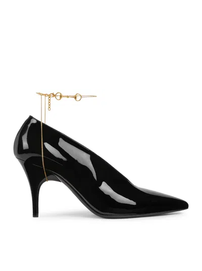 Gucci Musa Vernic Patent Leather Anklet Pumps In Animal Print
