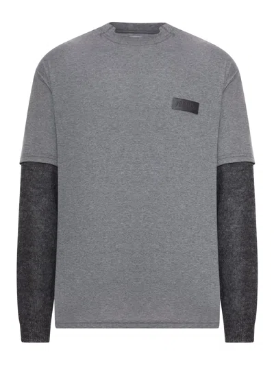 Magliano Double-sleeved Cotton Trauma T-shirt In Gray