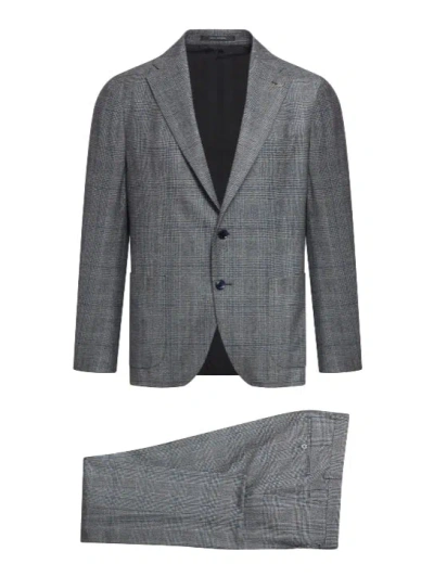 Tagliatore Prince Of Wales-check Suit In Gray