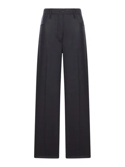 Prada Wool Flannel Trousers In Gray