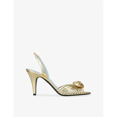 Valentino Garavani Valentino Royal Heart 65 Leather Slingback Sandal In Gold