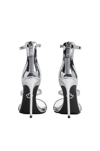 Dsquared2 Straps Laminated Sandals In Silver
