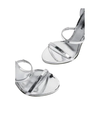 Dsquared2 Straps Laminated Sandals In Silver