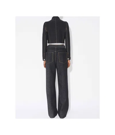 Alaïa Denim Knit Cropped Cut-out Jacket In Black
