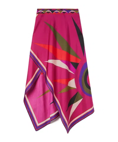 Pucci Asymmetric Printed Silk-twill Maxi Skirt In Multi