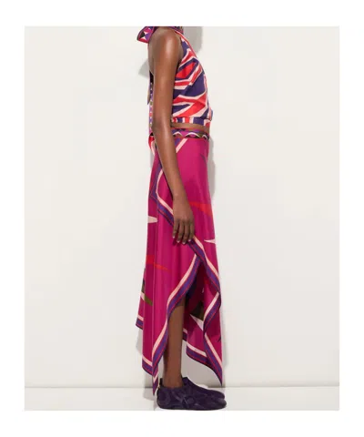 Pucci Asymmetric Printed Silk-twill Maxi Skirt In Multi