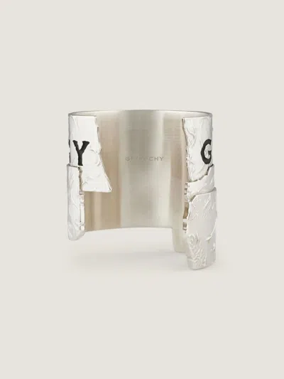 Givenchy Tape Cuff In Metal And Enamel In Gray