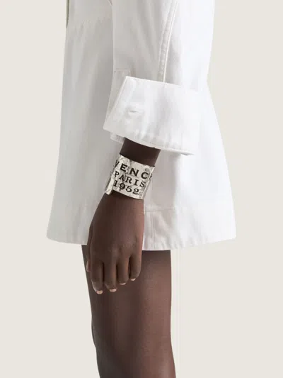 Givenchy Tape Cuff In Metal And Enamel In Gray