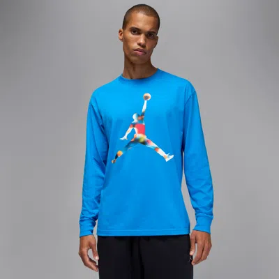Jordan Men's  Flight Long-sleeve Crewneck T-shirt In Blue