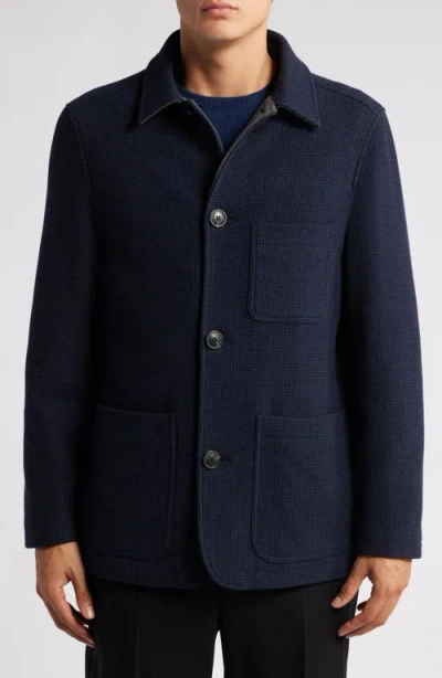 Hart Schaffner Marx Sonoma Textured Wool Blend Button-up Jacket In Blue