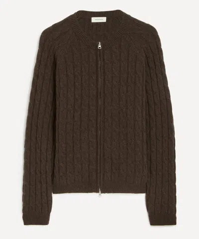 Mfpen Brown Wool Cable Editor Zip Sweater In Brown