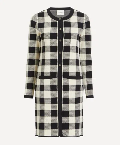 Posse Gingham Check Button Cardigan In Black