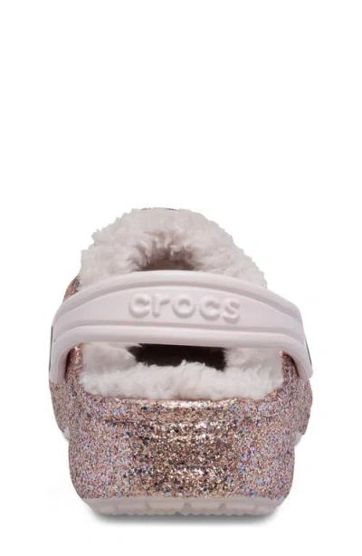 Crocs Kids' Glitter Faux Shearling Lined Clog In Pink
