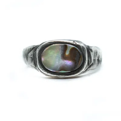 Lef Jewelry Men's Davy Jones Silver - Abalone Shell Signet Ring In Silver