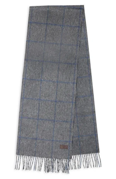 Hickey Freeman Glen Plaid Cashmere Scarf In Blue