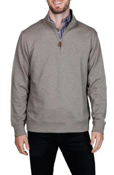Tailorbyrd Cotton French Terry Quarter Zip Pullover In Brown