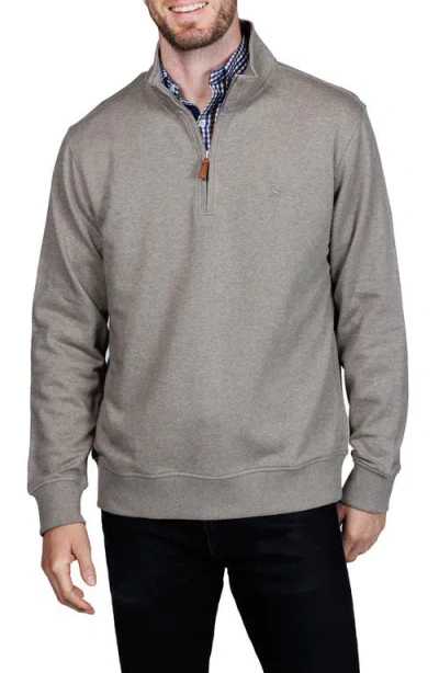 Tailorbyrd Cotton French Terry Quarter Zip Pullover In Brown