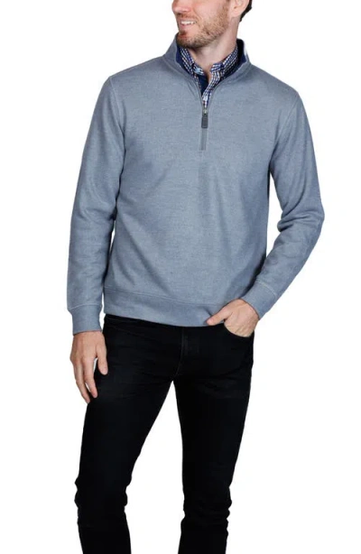 Tailorbyrd Cotton French Terry Quarter Zip Pullover In Gray
