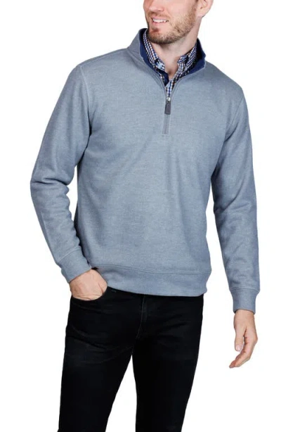 Tailorbyrd Cotton French Terry Quarter Zip Pullover In Gray