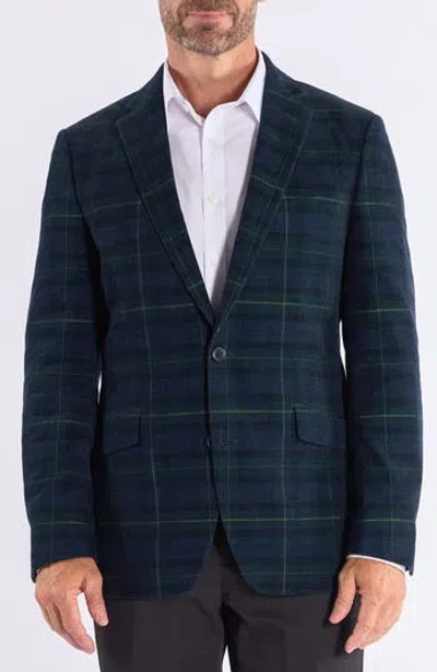 Savile Row Co Mayfair Navy Plaid Corduroy Sport Coat In Blue