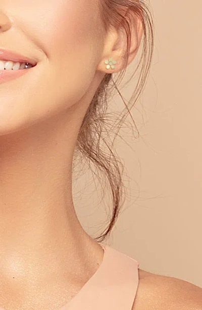 Ember Fine Jewelry 14k Yellow Gold Diamond Flower Stud Earrings In Gold