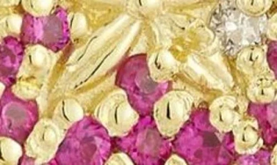 Ember Fine Jewelry 14k Yellow Gold Diamond & Ruby Strawberry Pendant Necklace In Gold