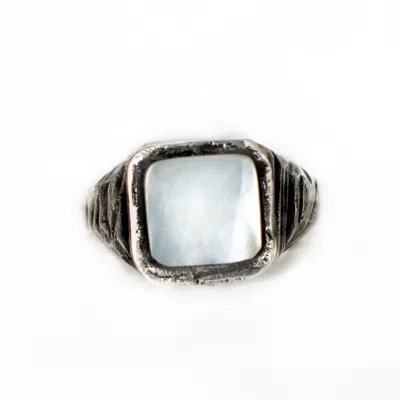 Lef Jewelry Men's Hook - Mother Of Pearl Signet Ring In Gray