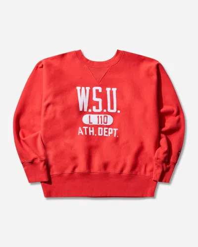 Champion Crew Neck Sweatshirt Featuring Ribbed Cuffs In Red