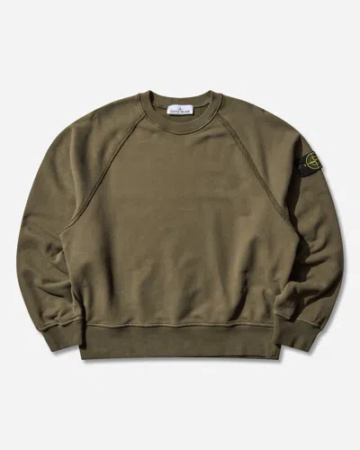 Stone Island Men S Garment Dyed Oversized Fit Crewneck Sweatshirt In Green