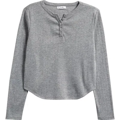Love, Fire Kids' Long Sleeve Henley In Gray