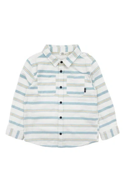 Feather 4 Arrow Kids' Sundown Stripe Cotton Flannel Button-up Shirt In White