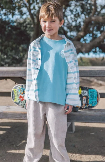 Feather 4 Arrow Kids' Sundown Stripe Cotton Flannel Button-up Shirt In White