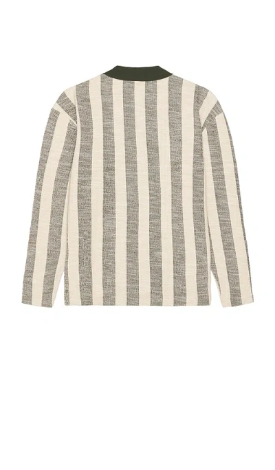 Les Deux Bowie Jacquard Jersey Long Sleeve Polo In Brown