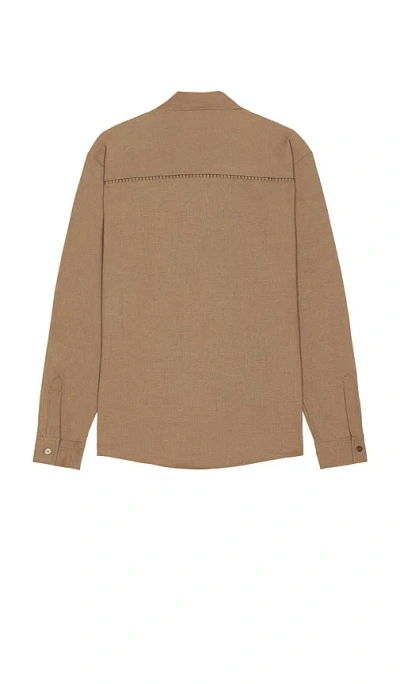 Krost Blanket Stitch Button-up Shirt In Brown