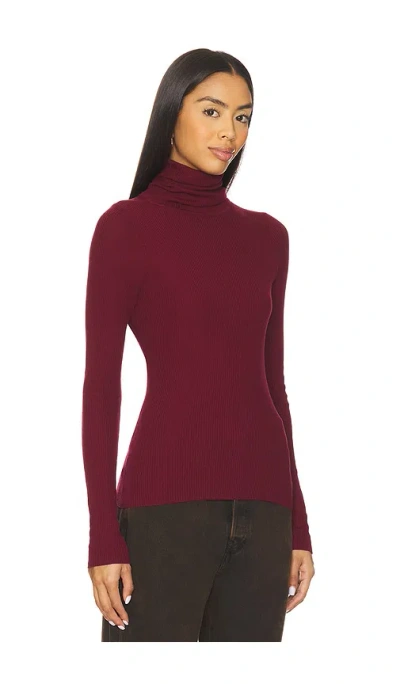 Enza Costa Silk Layering Turtleneck Top In Burgundy