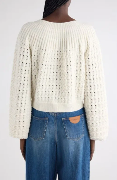 Chloé Jacquard Logo Cardigan Sweaters And Cardigans White In Neutral