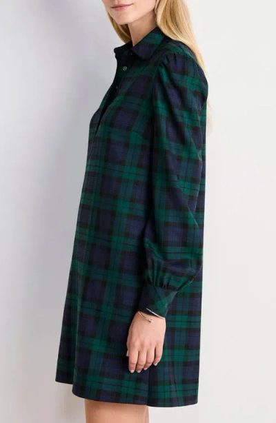 Vineyard Vines Long Sleeve Plaid Wool Blend Popover Shirtdress In Green