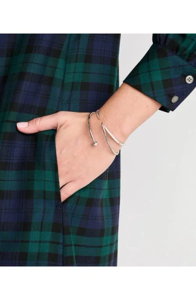 Vineyard Vines Long Sleeve Plaid Wool Blend Popover Shirtdress In Green