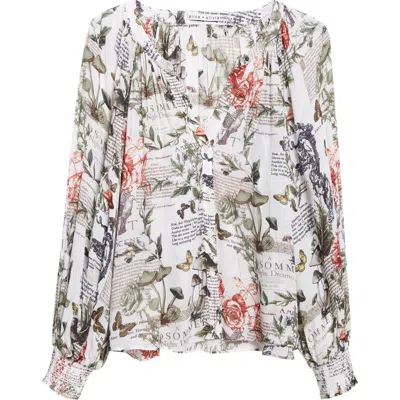 Alice And Olivia Thalia Long-sleeve Button-front Blouse In Multi