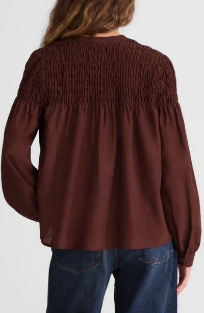 Madewell Smocked Top In Brown