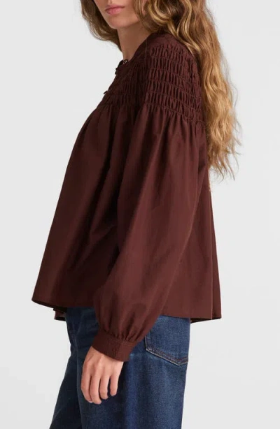 Madewell Smocked Top In Brown